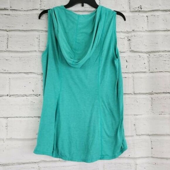 Lucy Green Hooded Sleeveless Shirt Workout Womens Large Polyester - Picture 3 of 4